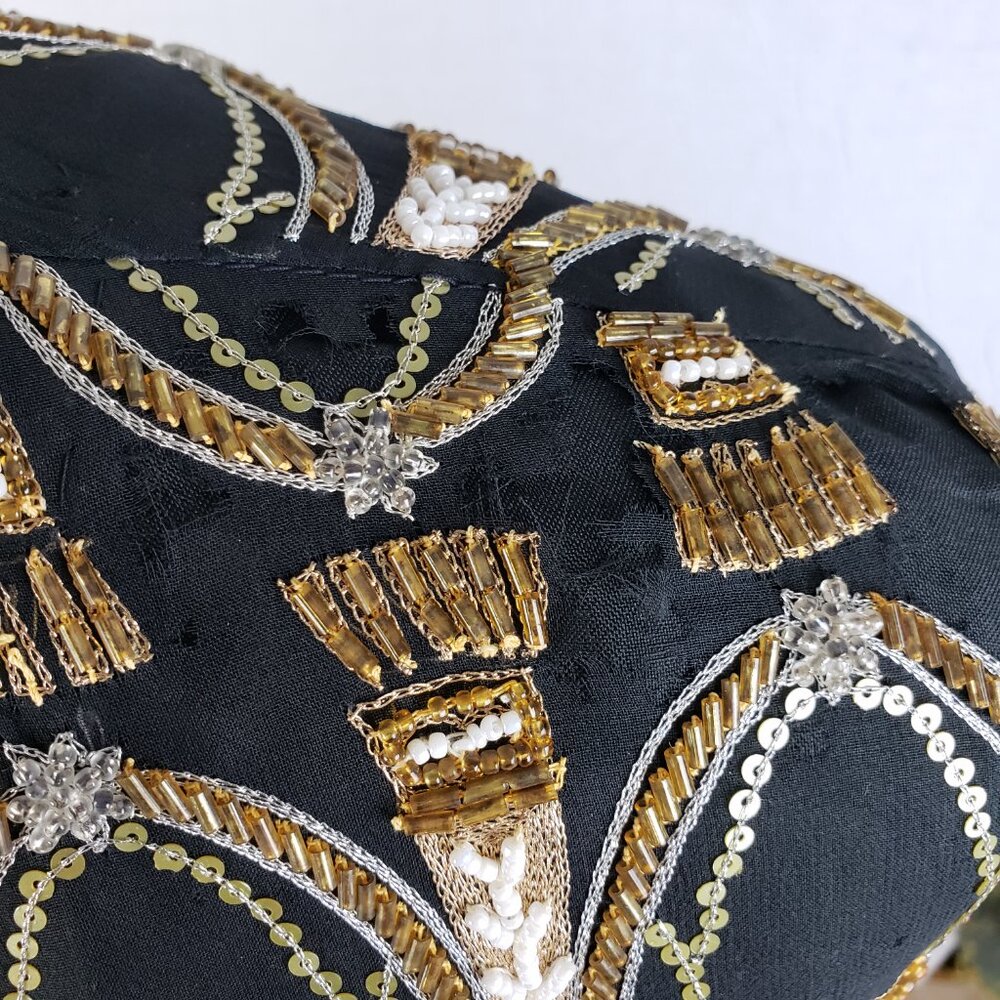 Vintage A.J.BARI Silk Jacket Blazer Beaded Sequined Bohemian size S Baroque Boho - Picture 8 of 15